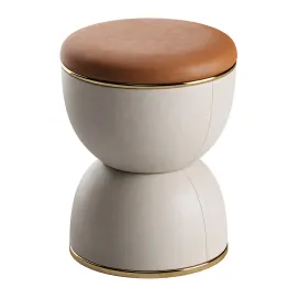 Hourglass Shaped Leather Pouffe Cesare